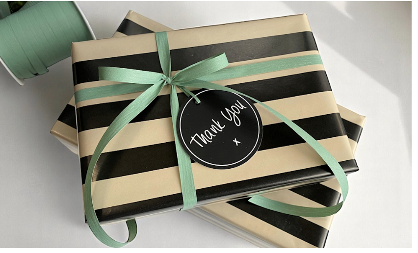 Black and Beige Stripes Wrapping Paper